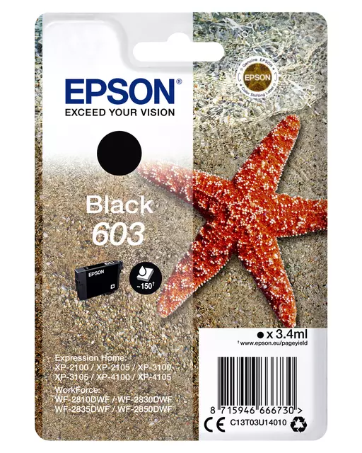 Een Inktcartridge Epson 603 T03U1 zwart koop je bij Deska Alles voor Kantoor