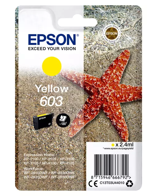 Een Inktcartridge Epson 603 T03U4 geel koop je bij Sysdicom BV