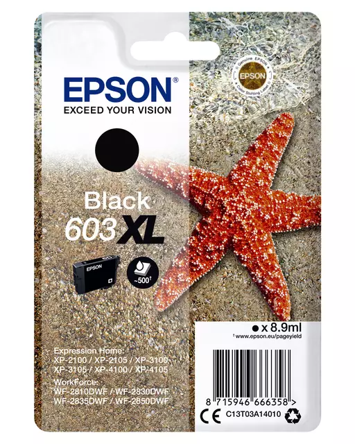 Een Inktcartridge Epson 603XL T03A1 zwart koop je bij QuickOffice BV