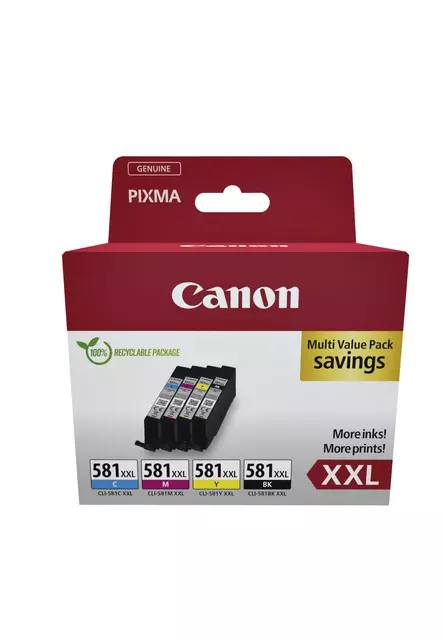 Een Inktcartridge Canon CLI-581XXL zwart + 3 kleuren koop je bij All Office Kuipers BV