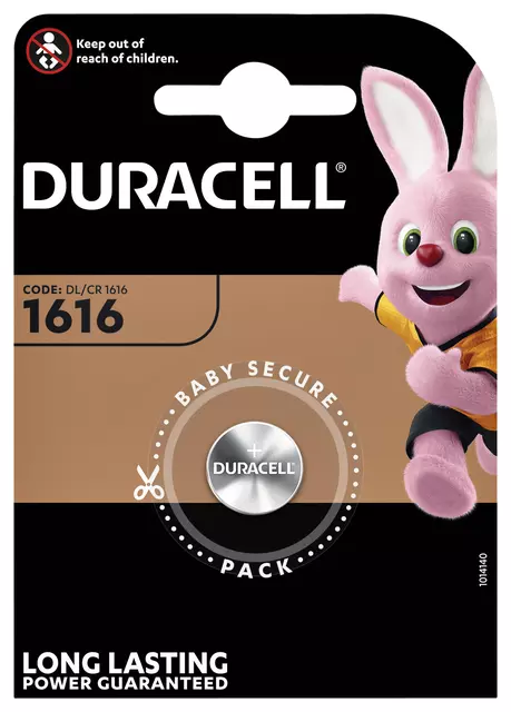 Een Batterij Duracell knoopcel 1xCR1616 lithium Ø16mm 3V-50mAh koop je bij QuickOffice BV