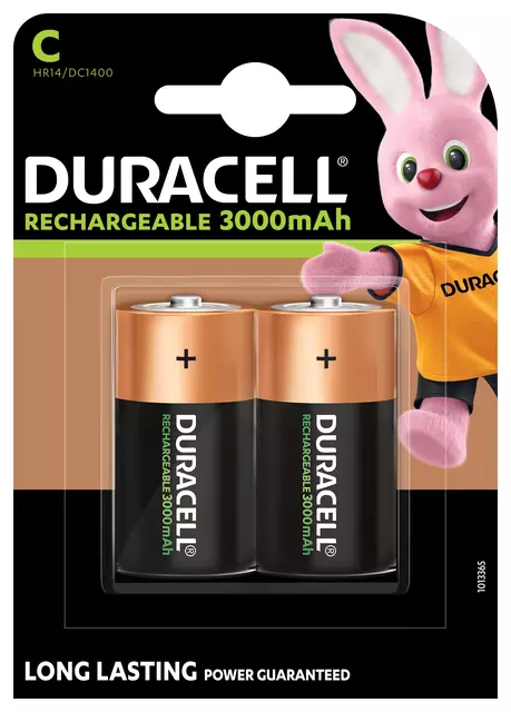 Een Batterij oplaadbaar Duracell 2xC 3000mAh Plus koop je bij Sysdicom BV