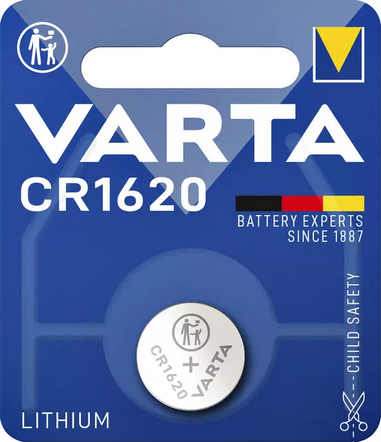 Een Batterij Varta knoopcel CR1620 lithium blister à 1stuk koop je bij Den Otter Kantoorpartners B.V.