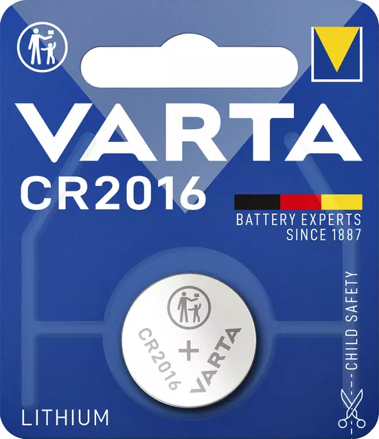 Buy your Batterij Varta knoopcel CR2016 lithium blister à 1stuk at QuickOffice BV