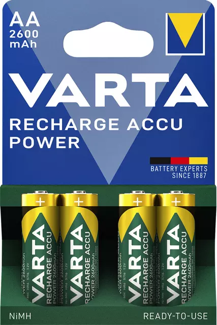 Een Batterij oplaadbaar Varta 4xAA 2600mAh ready2use koop je bij De Joma BV