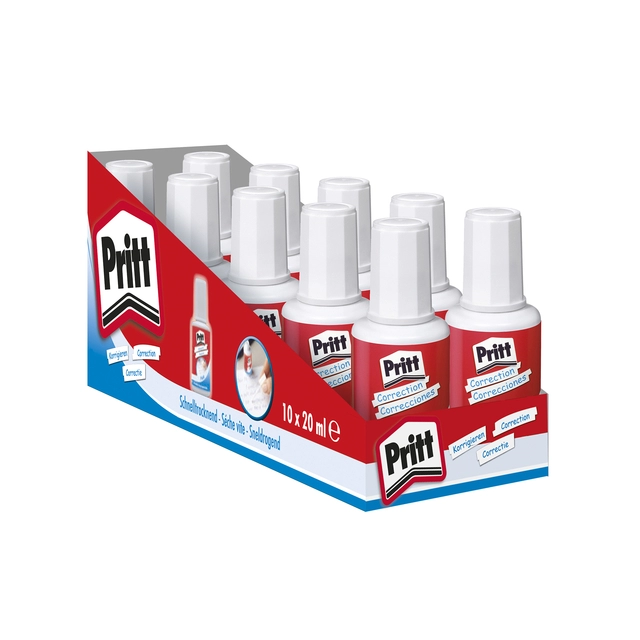 Een Correctievloeistof Pritt flacon met kwast 20ml koop je bij Kantorice office & business supplies