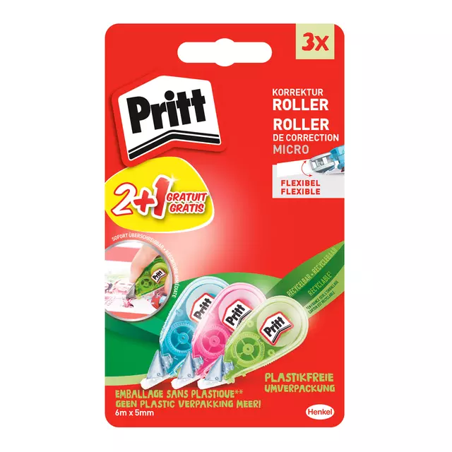 Een Correctieroller Pritt 5mmx6m micro blister à 2+1 gratis koop je bij van Kerkvoorde & Hollander B.V.