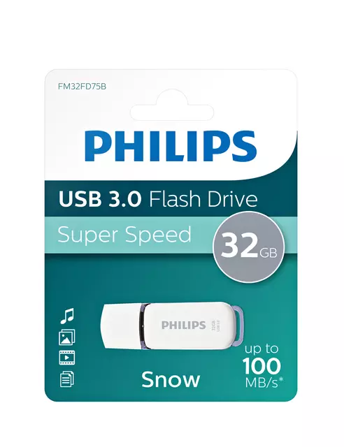 Een USB-STICK PHILIPS SNOW KEY TYPE 32GB 3.0 GRIJS koop je bij All Office Kuipers BV