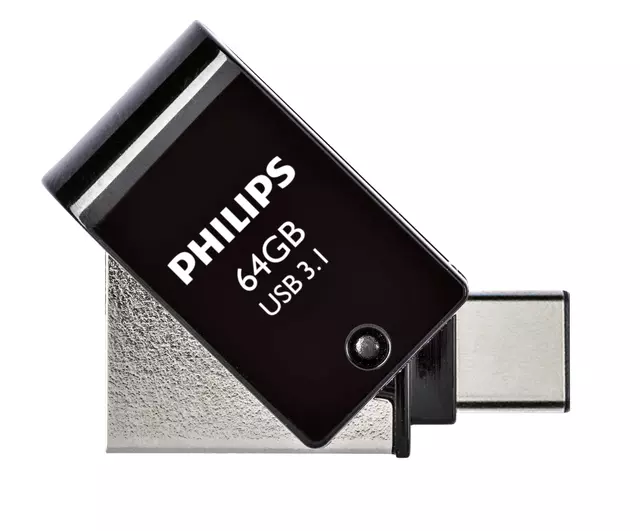 Een USB-stick 3.1 Philips USB-C 2-in-1 midnight black 64GB koop je bij De Joma BV