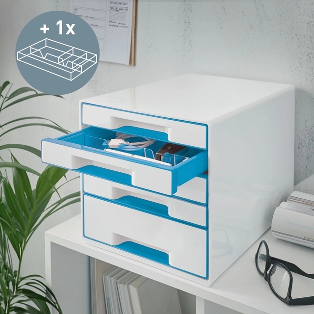 Een Ladenblok Leitz WOW 5 laden wit/blauw koop je bij Friese Schrijfkamer