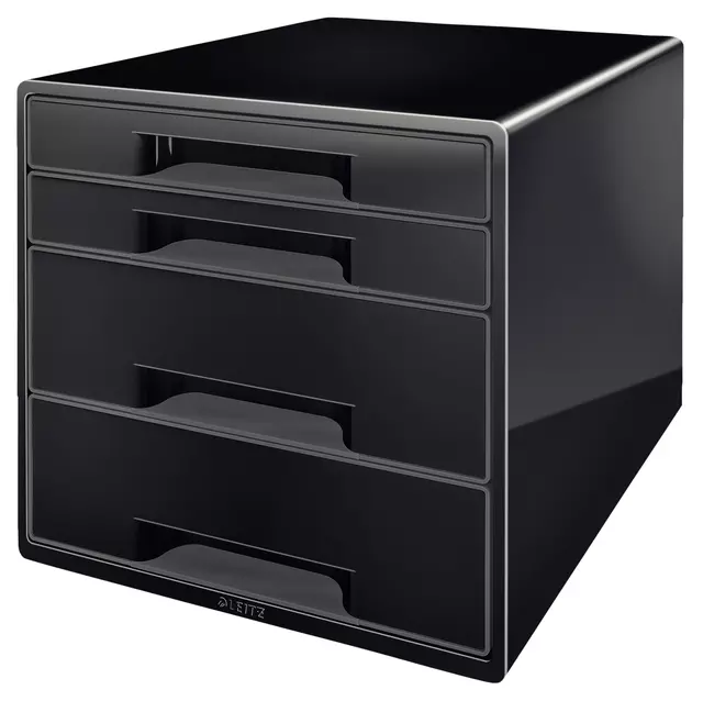 Een Ladenblok Leitz Wow Cube A4 maxi 4 laden zwart koop je bij All Office Kuipers BV