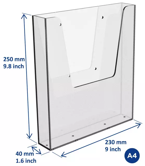 Een Folderhouder Europel wand A4 transparant koop je bij Romijn Office Supply