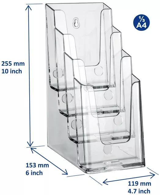 Een Folderhouder Europel 4 vaks 1/3 A4 transparant koop je bij Clippz! Office Supplies