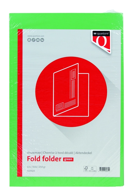 Buy your Vouwmap Quantore Folio ongelijke zijde 250gr groen at QuickOffice BV