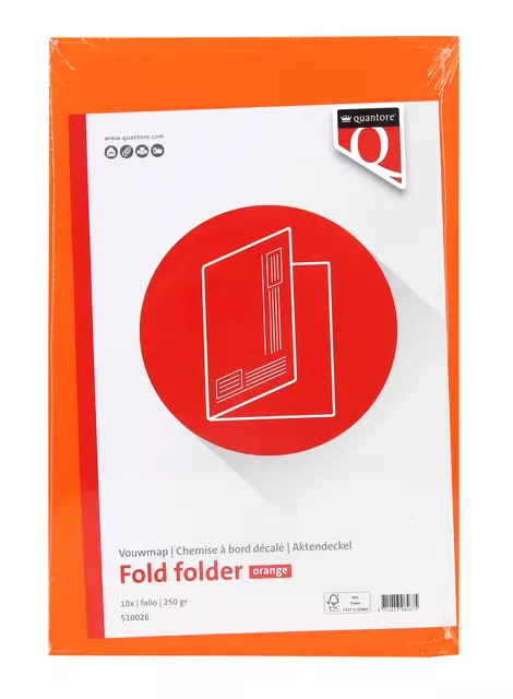 Een Vouwmap Quantore Folio ongelijke zijde 250gr oranje koop je bij iPlusoffice