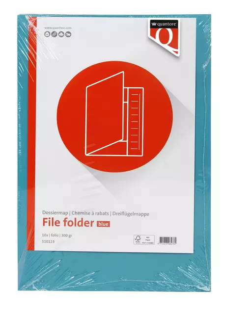 Een Dossiermap Quantore folio 300gr blauw koop je bij iPlusoffice