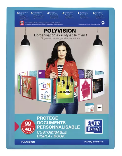 Een Showalbum Oxford Polyvision A4 40-tassen PP blauw koop je bij De Joma BV