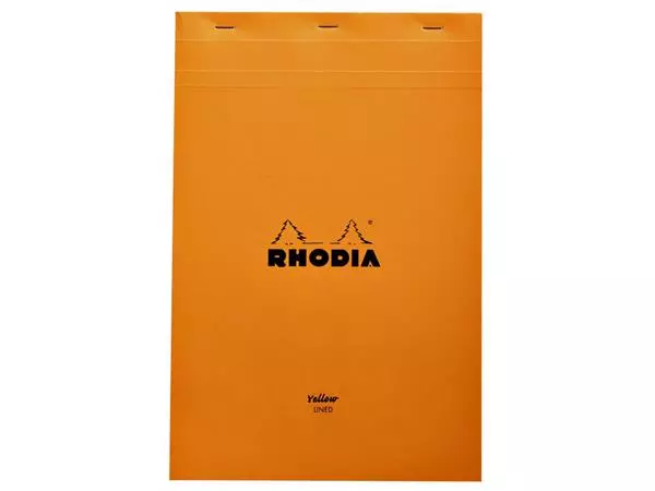 Een Schrijfblok Rhodia A4 lijn 80 vel 80gr geel koop je bij Holster Kantoortotaal