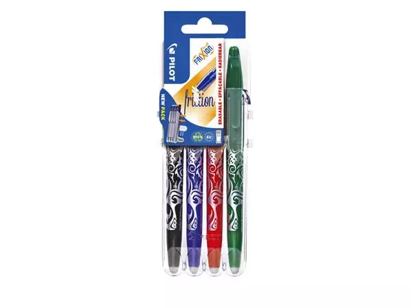 Rollerpen PILOT friXion medium basis assorti Set2Go à 4 stuks