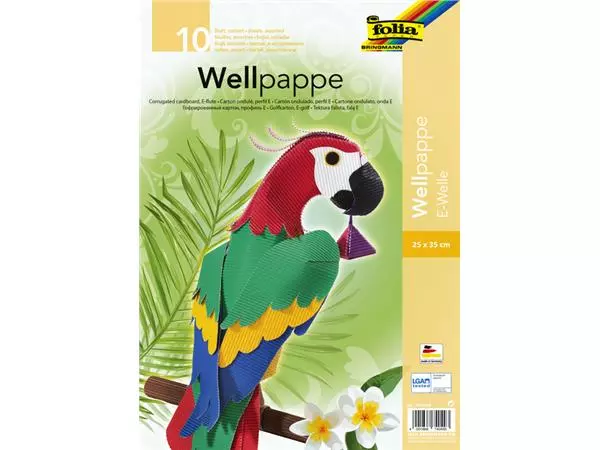 Een Carton ondulé Folia cannelure E 25x35cm 10 feuilles assorti koop je bij QuickOffice BV