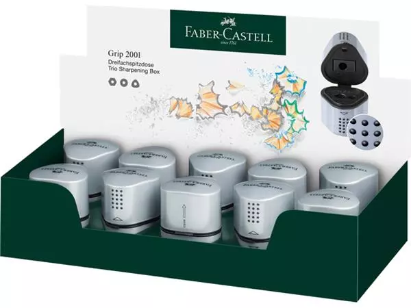 Een Puntenslijper Faber-Castell trio grip 2001 zilver koop je bij All Office Kuipers BV