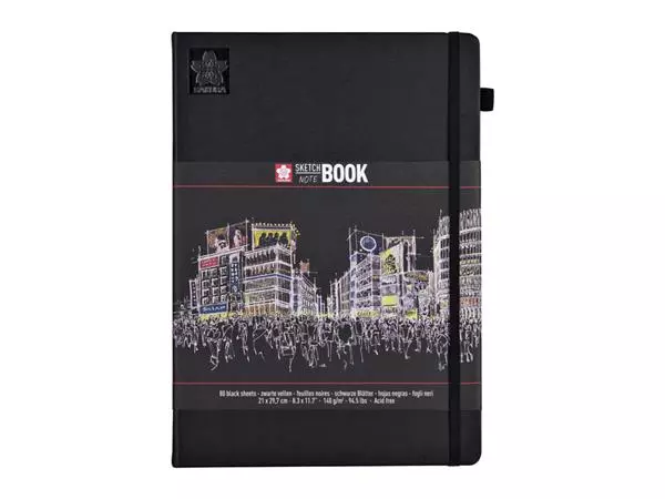 Een Schets-notitieboek Sakura A4 140gr 80vel zwart koop je bij Romijn Office Supply