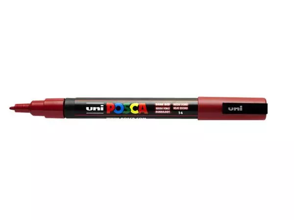 Verfstift Posca PC3M fijn donkerrood