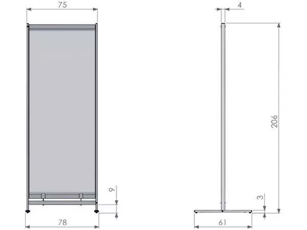 Een Vloerscheidingspaneel Nobo vrijstaand doorzichtig PVC 780x2060mm koop je bij Kantorice office & business supplies