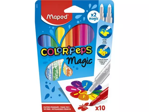 Een Viltstift Maped Color'Peps Magic set á 10 kleuren koop je bij Kantoorboekhandel Van Atten