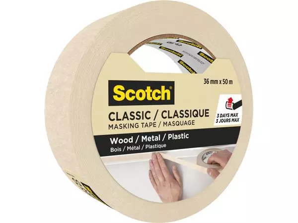 Een Afplaktape Scotch Classic 36mmx50m beige koop je bij Clippz! Office Supplies