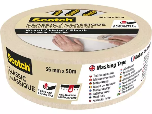 Een Afplaktape Scotch Classic 36mmx50m beige koop je bij Egner kantoorspecialisten