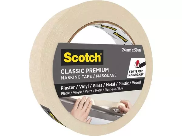 Een Afplaktape Scotch Premium Classic 24mmx50m beige koop je bij De Rijk Kantoorshop