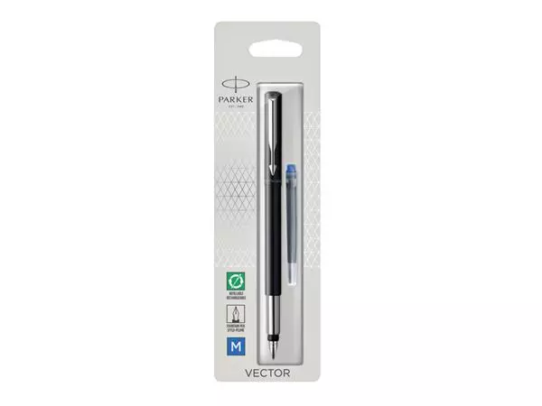 Een Vulpen Parker Vector black medium blister à 1 stuk koop je bij Scheepstra Drachten