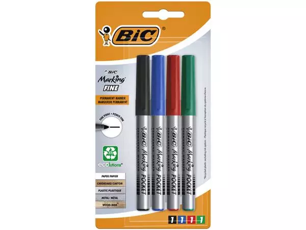 Viltstift Bic ecolutions rond fijn assorti blister à 4 kleuren