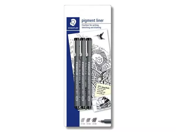 Een Fineliner Staedtler pigment 308 ass schrijfbr zw koop je bij All Office Kuipers BV