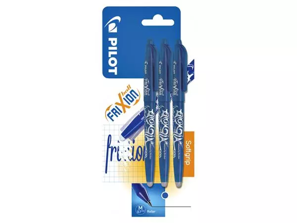 Rollerpen PILOT friXion medium blauw blister à 3 stuks