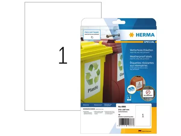 Etiket HERMA 4866 210x297mm weerbestendig wit 10stuks