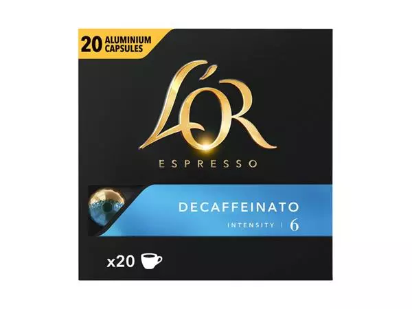 Een Koffiecups L'Or espresso Decaffeinato 20 stuks koop je bij Den Otter Kantoorpartners B.V.