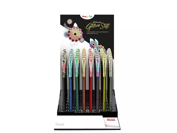 Een Gelschrijver Pentel K110 Dual medium metallic assorti 8 kleuren koop je bij Continu Kantoor