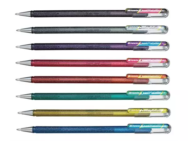 Een Gelschrijver Pentel K110 Dual medium metallic assorti 8 kleuren koop je bij Sysdicom BV