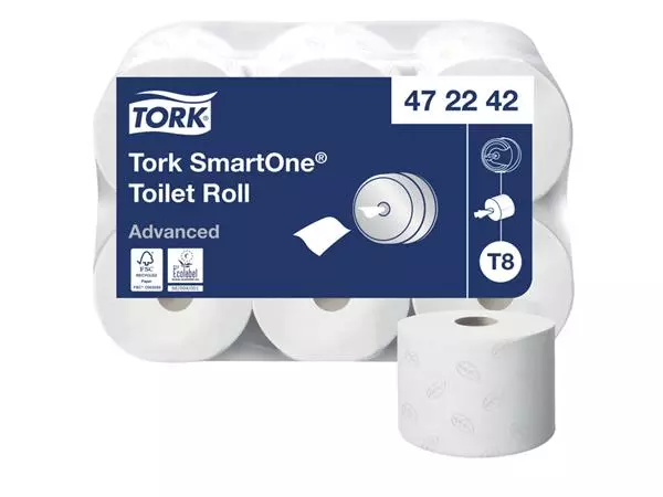 Een Toiletpapier Tork SmartOne® T8 advanced 2 laags 1150 vel wit 472242 koop je bij QuickOffice BV