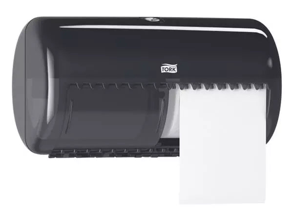 Een Toiletpapierdispenser Tork T4 Elevation twin verticaal zwart 557008 koop je bij Supply Mij