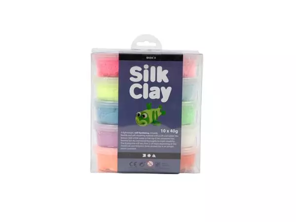 Een Klei Silk Clay basic-2 10 x 40gr 10 neon kleuren koop je bij Quality Office Supplies