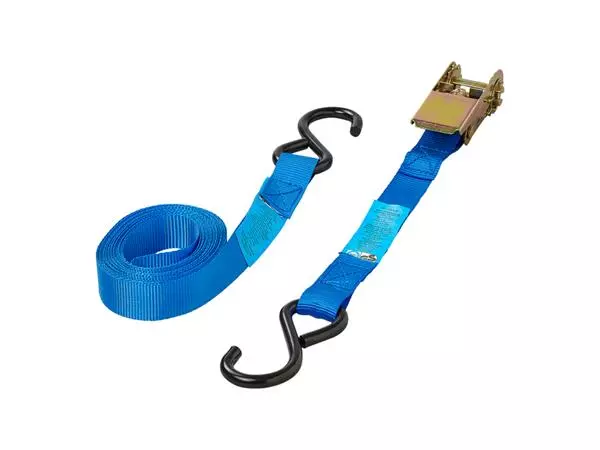 Een Spanband ProPlus blauw met ratel en 2 haken 5m koop je bij Kantorice office & business supplies