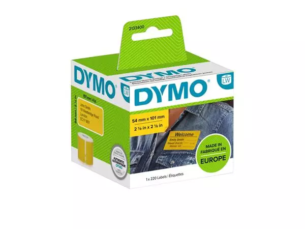 Een Etiket Dymo LabelWriter naamkaart 54x101mm 1 rol á 220 stuks geel koop je bij Schellen Boek- en Kantoorboekhandel