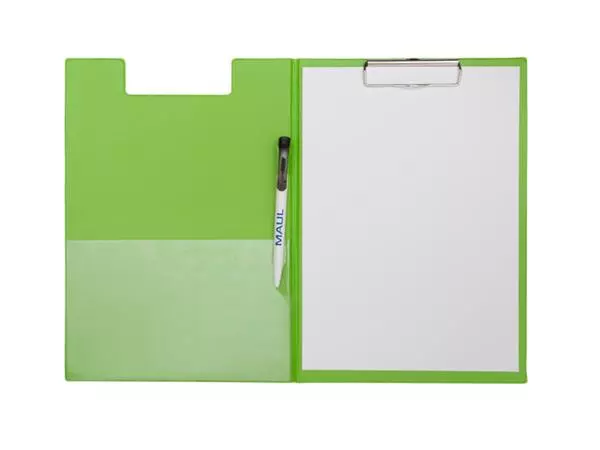 Een Klembordmap MAUL A4 staand met penlus PVC neon groen koop je bij Quality Office Supplies