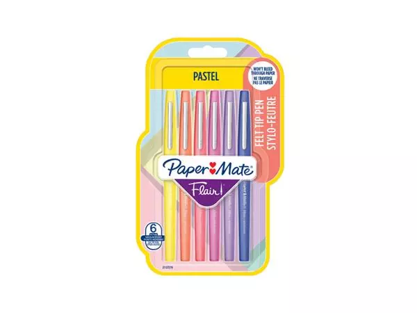 Fineliner Paper Mate Flair Pastel blister à 6 kleuren