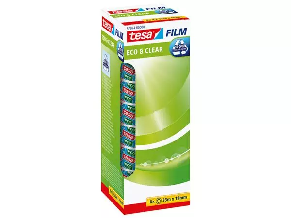 Een Plakband tesafilm eco clear 33mx19mm tr 8r koop je bij Egner kantoorspecialisten