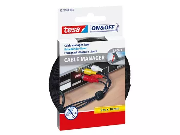 Een Kabelmanager tesa® On & Off bundelen 5mx10mm zwart koop je bij Romijn Office Supply