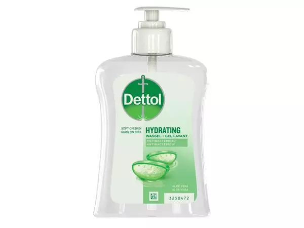 Een Handzeep Dettol Hydratant wasgel antibacterieel 250ml met pomp koop je bij Draais.com